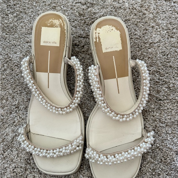 Dolce Vita Pearl Embellished Sandals - White - Picture 1 of 2